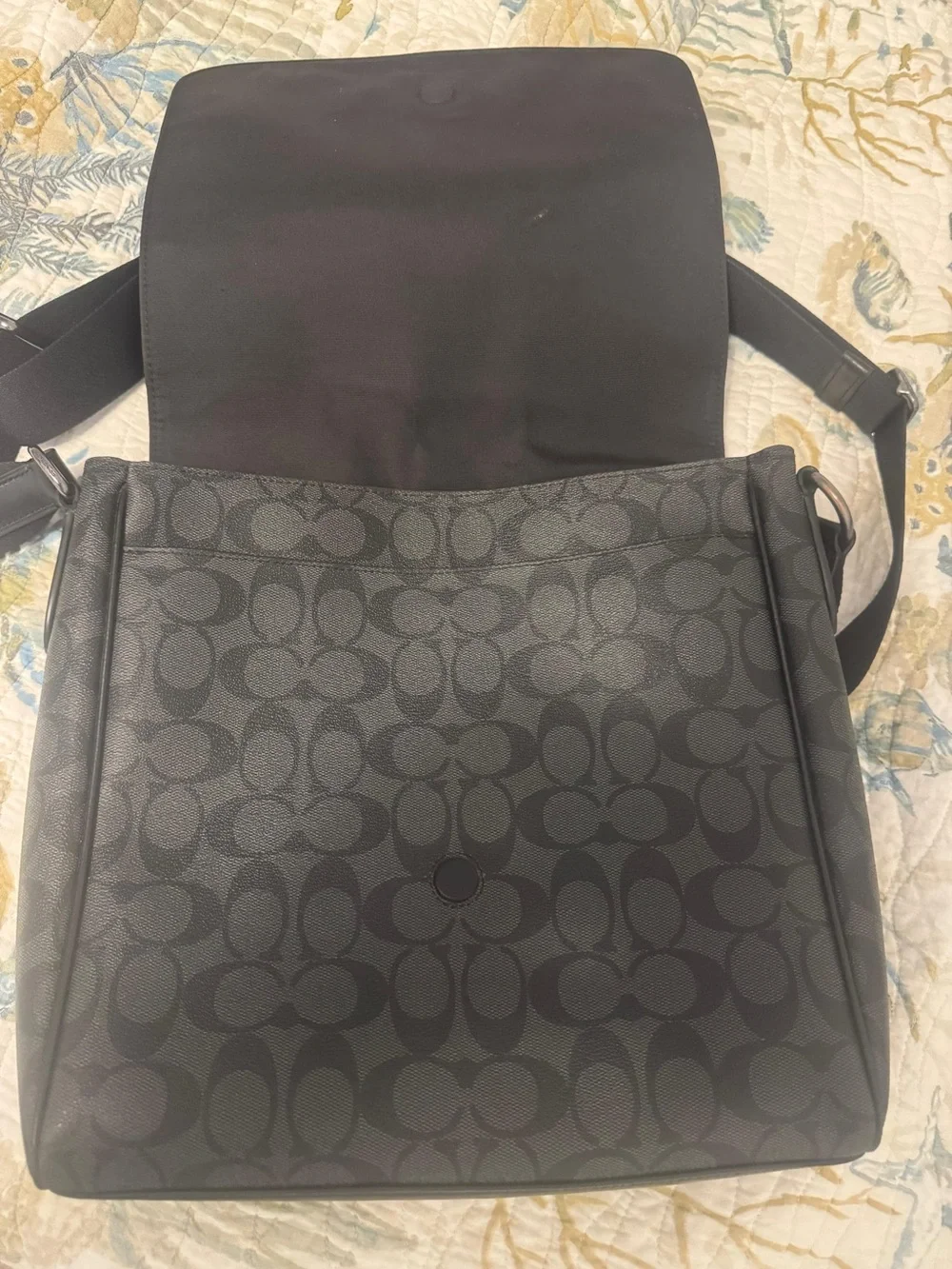 Coach Men's Black & Charcoal Signature Messenger Bag